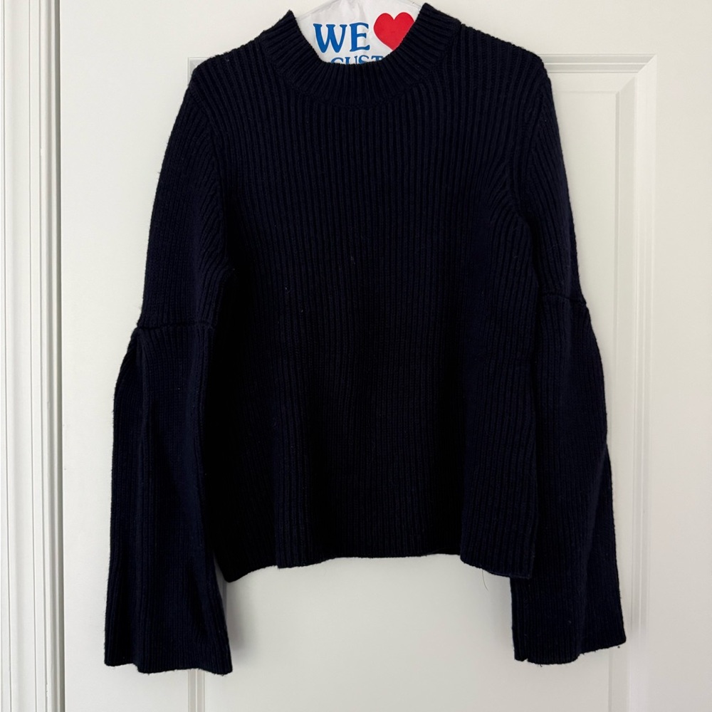 Boden Ribbed Crewneck Sweater with Bell Sleeves